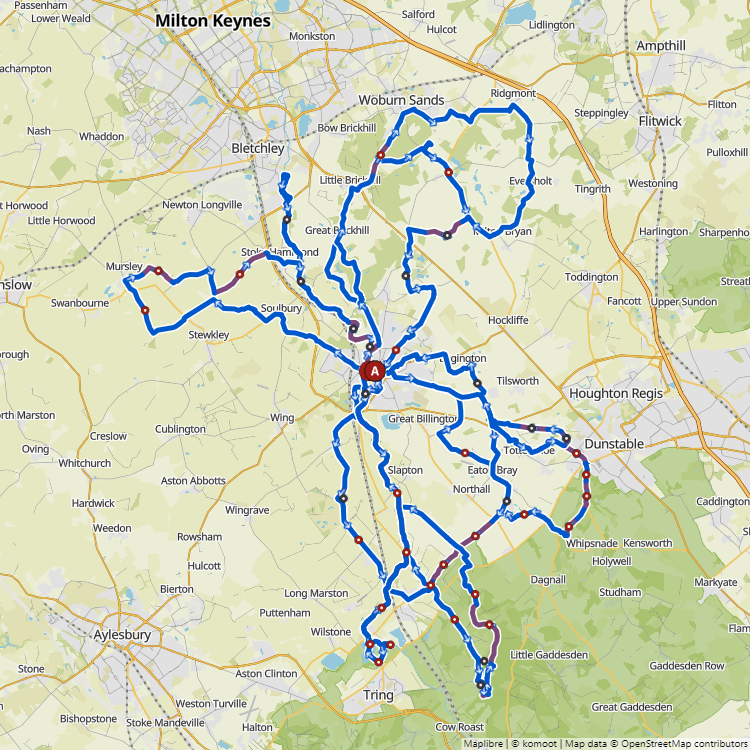 Map image of a Komoot Collection Leighton Buzzcycles Leisure Mixed Terrain Rides