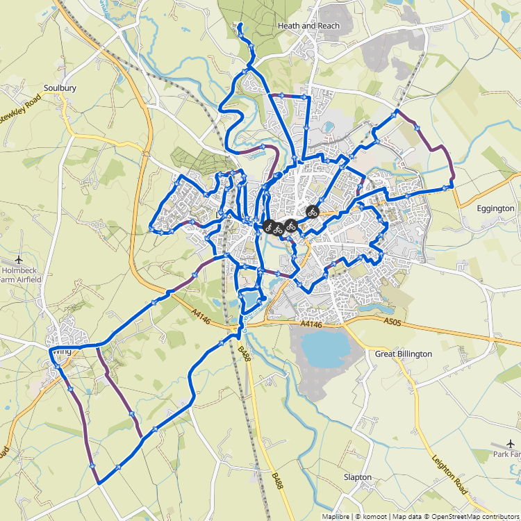 Map image of a Komoot Collection Leighton BuzzCycles: Leisure Rides