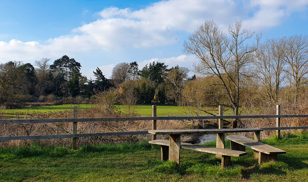 Bench next to the River Ouzel - Riverside Walk Leighton Buzzard