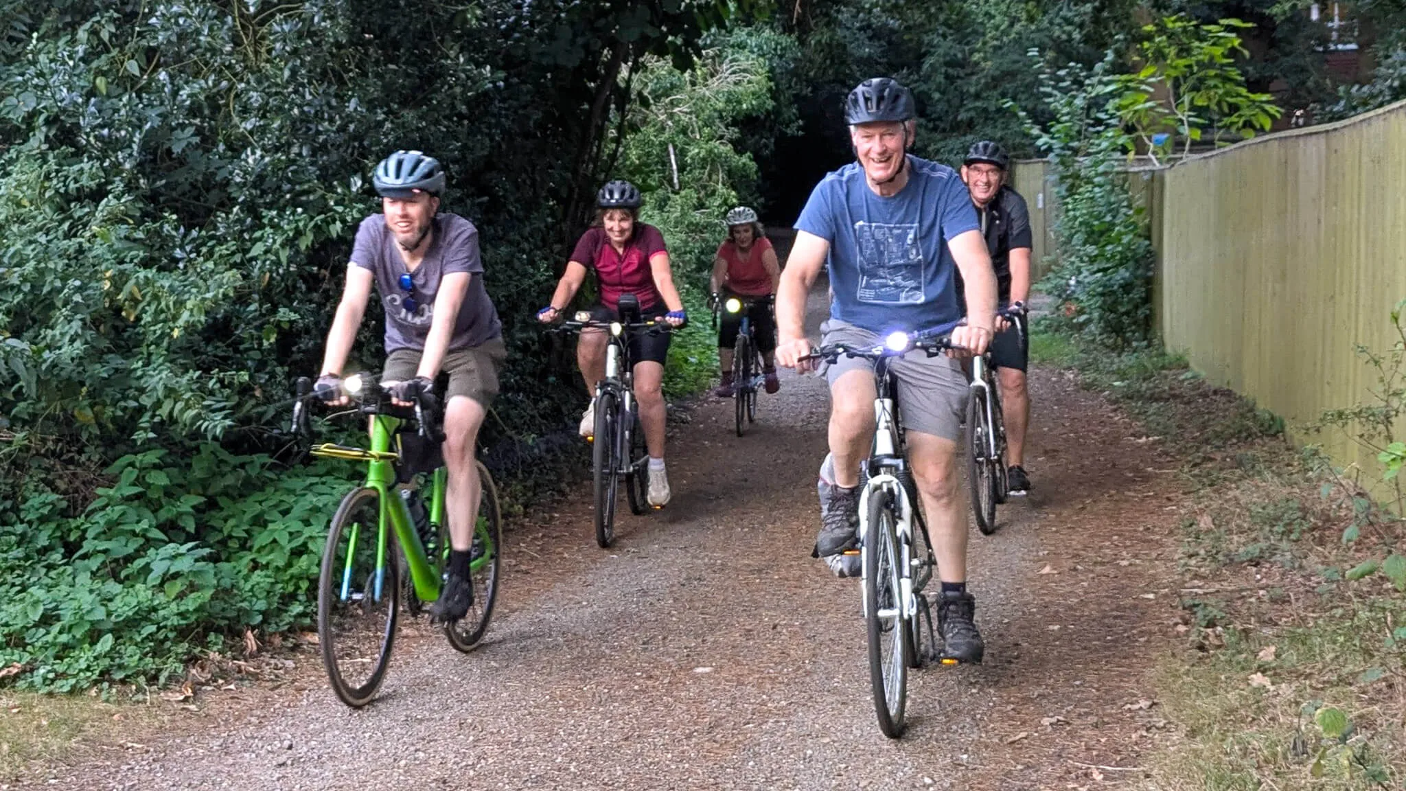5 cyclists ona group ride