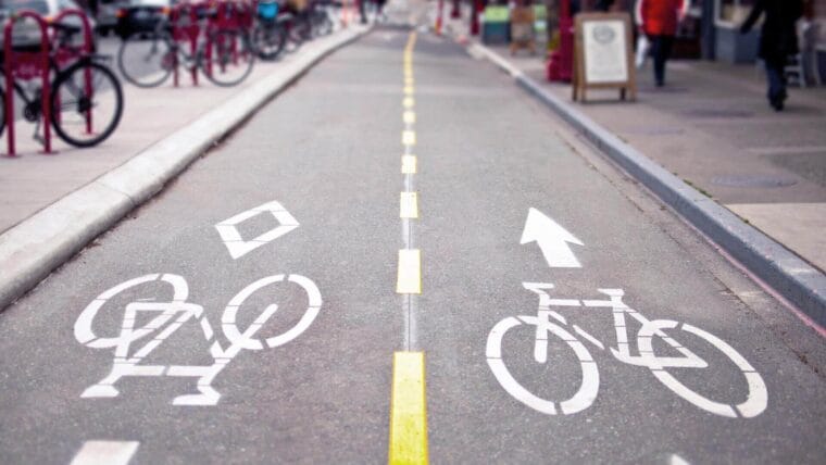 Cycle lanes on a road