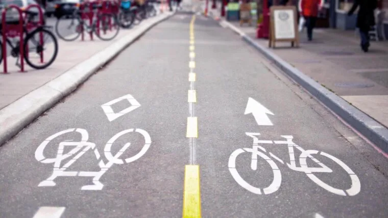 Cycle lanes on a road